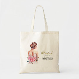 Bolsa Tote Vestido de Noiva Rosa Aquarela Moderna Chá de Pane