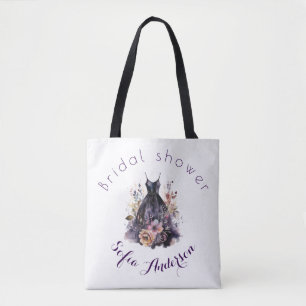 Bolsa Tote Vestido preto no chá de noiva roxo
