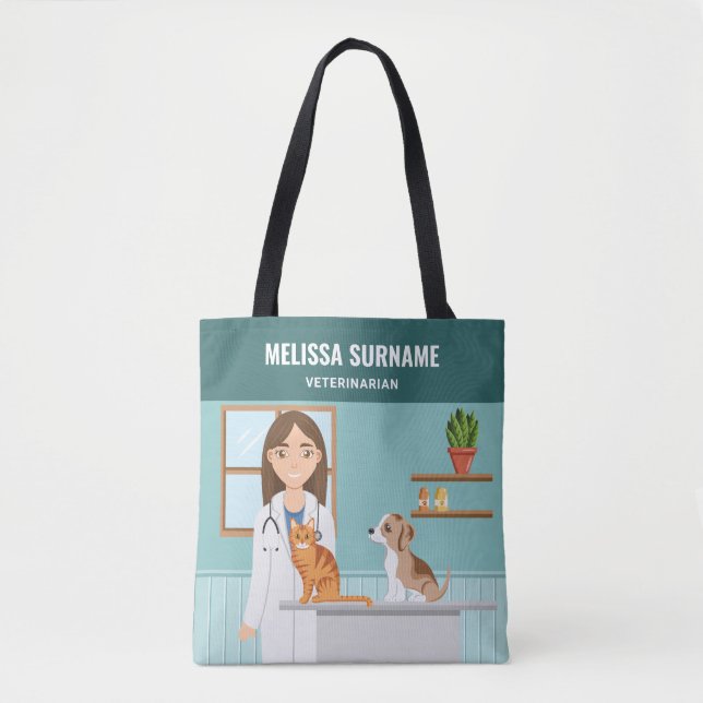 Bolsa Tote Veterinária Vet Médica Com Gato E Cão (Frente)