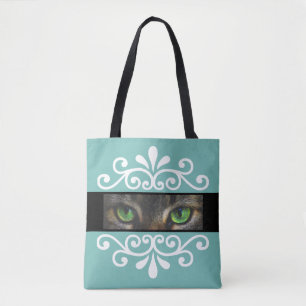 Bolsa Tote Vetor floral chique olhos de gato personalizado em