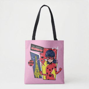 Bolsa Tote Via Parisiense de Ladybug em Quadrinhos Miraculoso