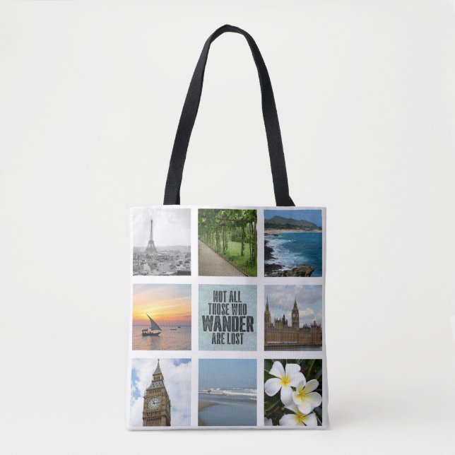 Bolsa Tote Viagem | 8 Colagem de Fotos Personalizada (Frente)