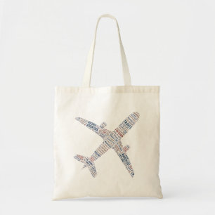 Bolsa Tote Viagem Avião palavra tipografia wanderlust present