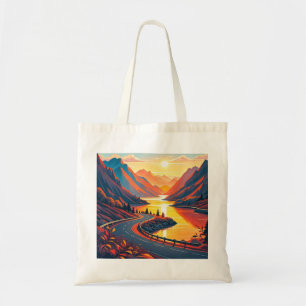 Bolsa Tote Viagem cênico em estrada enrolada, pôrs do sol