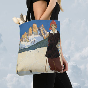 Bolsa Tote Viagem Clássica Cortina d'Ampezzo, Itália Esqui Al