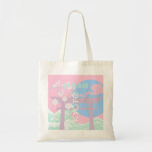 Bolsa Tote Viagem de Arte de Quioto no Japão, Pink Preppy Art