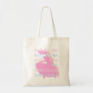 Bolsa Tote Viagem de Barcelona, Espanha, Pastel, rosa