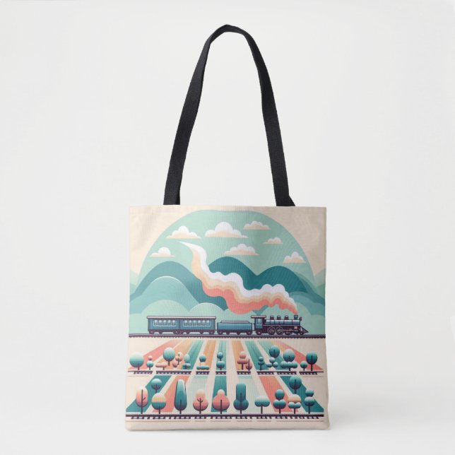 Bolsa Tote Viagem De Comboio Retroativo Através De Paisagens  (Frente)
