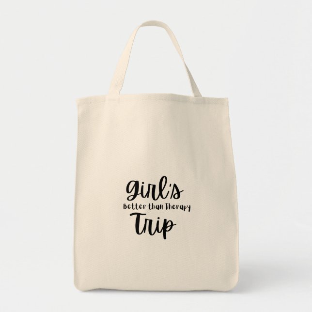 Bolsa Tote Viagem de Menina, Melhor que Terapia de Preto (Frente)
