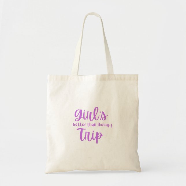 Bolsa Tote Viagem de Menina, Melhor que Terapia em Roxo (Frente)