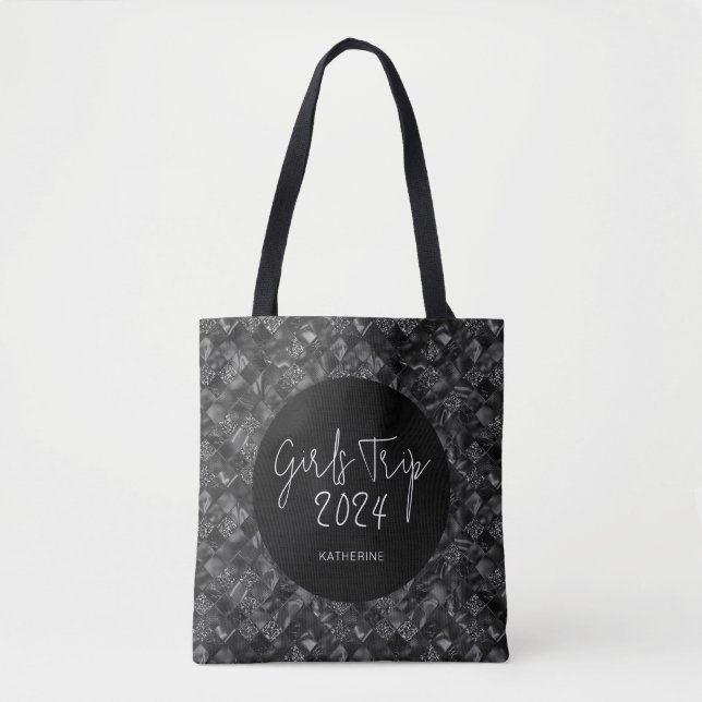 Bolsa Tote Viagem de Meninas Elegante Personalizada com Brilh (Frente)