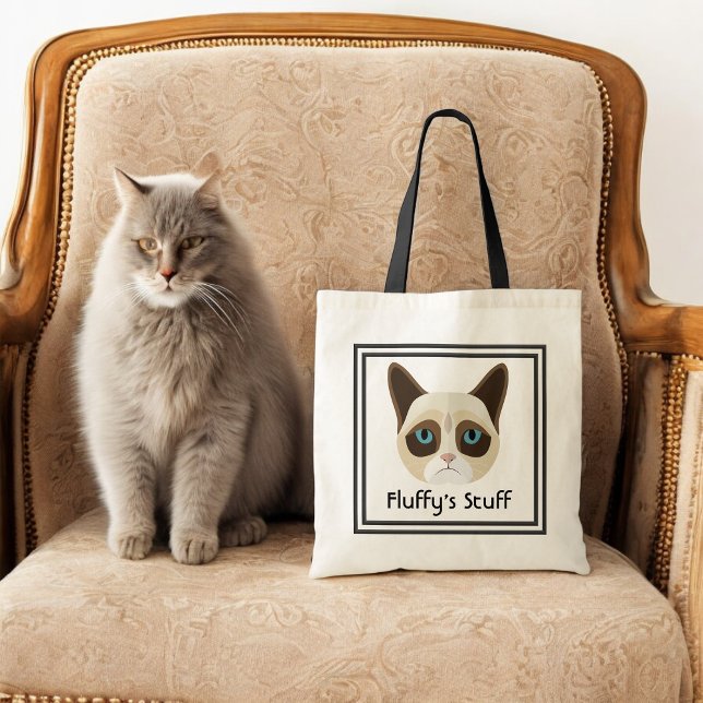 Bolsa Tote Viagem de Pet Moderno de Cartoon de Gato Bonito (A perfect tote bag for the on-the-go cat!)