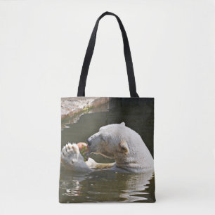 Bolsa Tote Viagem do Urso Polar Comendo Fruta