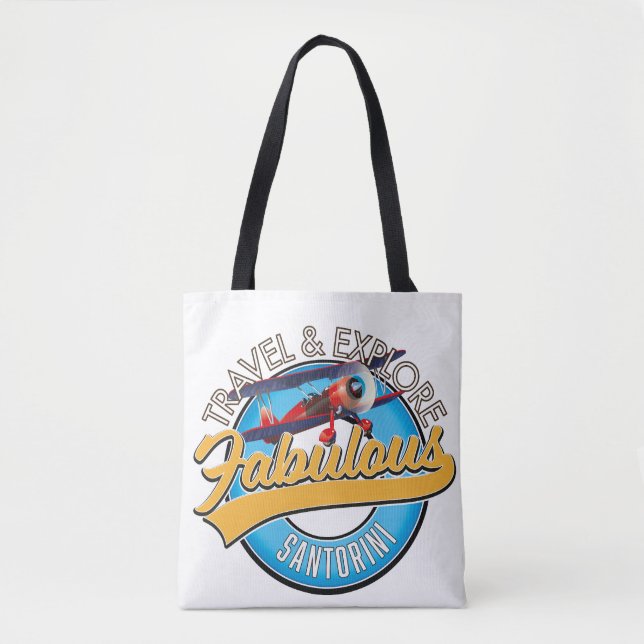 Bolsa Tote Viagem & Explore a Fabulosa Santorini (Frente)