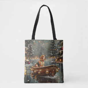 Bolsa Tote Viagem Festiva de Natal do Beagle