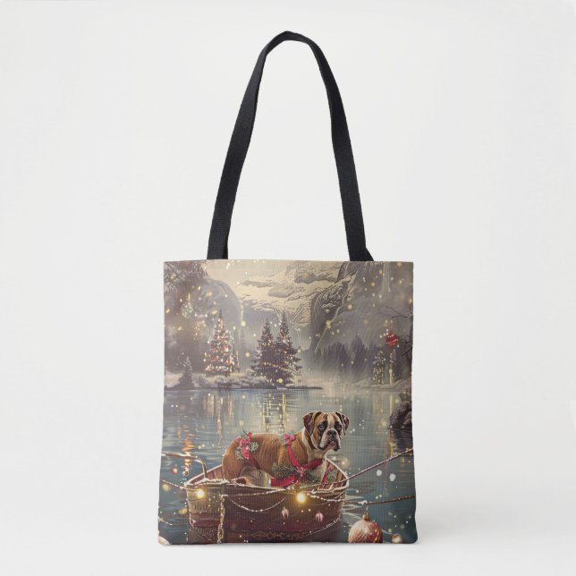Bolsa Tote Viagem Festiva de Natal do Boxer (Frente)