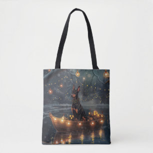 Bolsa Tote Viagem Festiva de Natal do Doberman