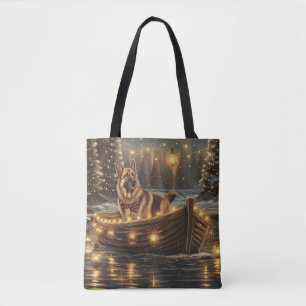 Bolsa Tote Viagem Festiva de Natal do Pastor Alemão