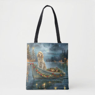 Bolsa Tote Viagem Festiva de Natal do Setter Inglês