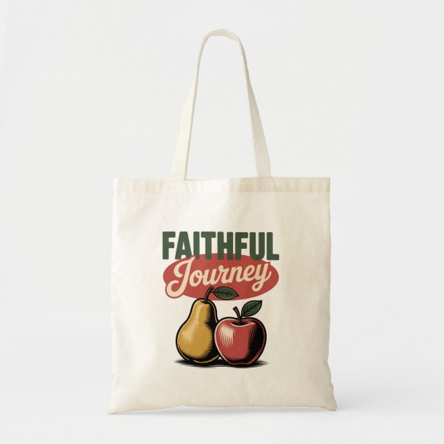 Bolsa Tote Viagem Fiel Pear Apple Retro Christian Tee (Frente)