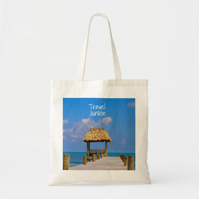 Bolsa Tote Viagem Junkie Tropical Beach Blue Caribe (Frente)