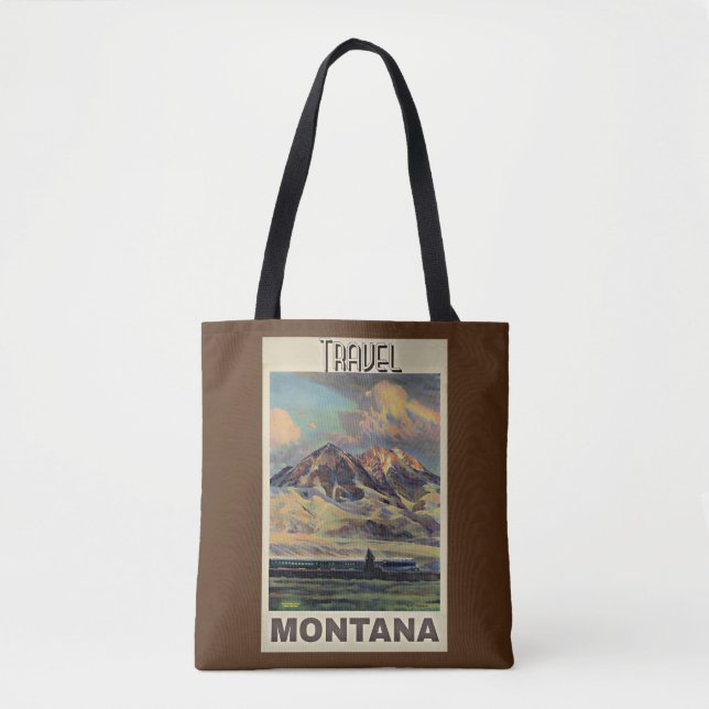 Bolsa Tote Viagem Montana, poster vintage,