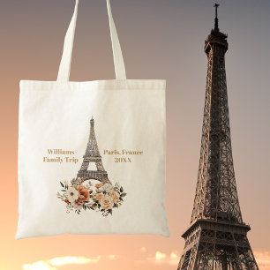Bolsa Tote Viagem Personalizada para Paris Torre Eiffel Flora