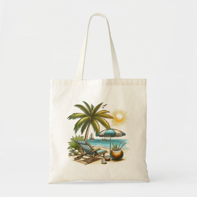 Bolsa Tote Viagens de praia de Sunshine Palm (Frente)