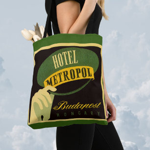 Bolsa Tote Viagens vintage Budapest Hungria Bellhop Hat