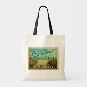 Bolsa Tote Viagens vintage da praia da costa de New-jersey
