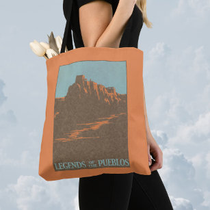 Bolsa Tote Viagens vintage de Poster, Taos Pueblos, Novo Méxi
