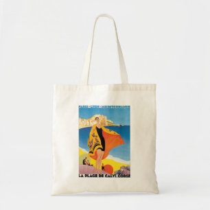 Bolsa Tote Viagens vintage, Férias de Praia em Calvi, Córse