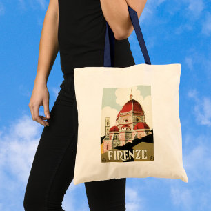 Bolsa Tote viagens vintage Florence Firenze Itália Church Du