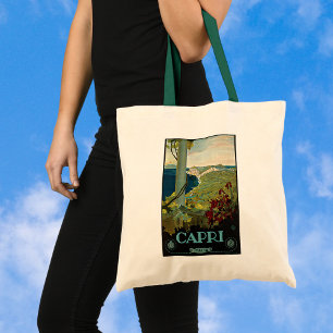 Bolsa Tote Viagens vintage, ilha costa de Capri, Italia
