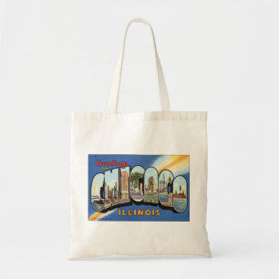 Bolsa Tote Viagens vintage, Saudações de Chicago Illinois
