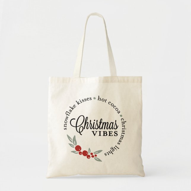 Bolsa Tote Vibes Wreath de Natal (Frente)