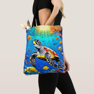 Bolsa Tote Vibração - Vida dos recifes de tartaruga