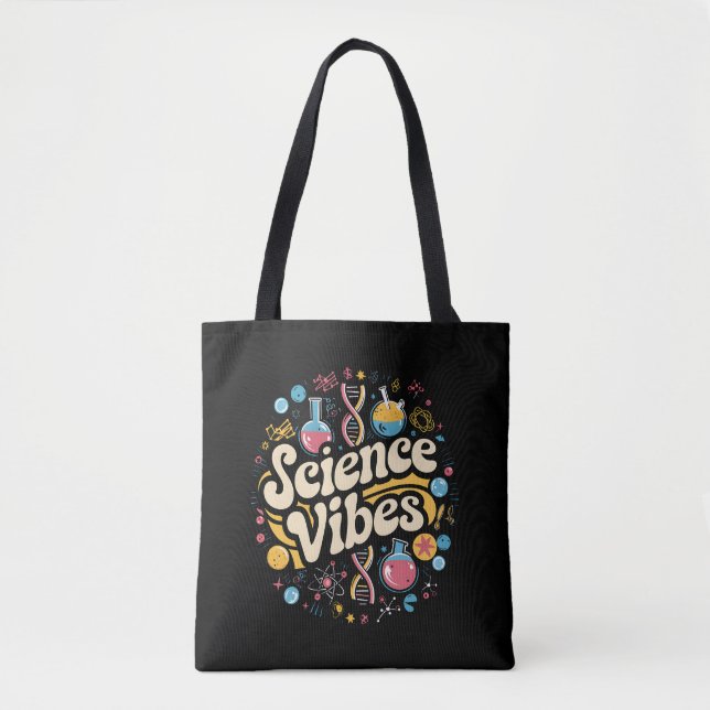 Bolsa Tote Vibrações Científicas Groovy Primeiro Dia de Volta (Frente)