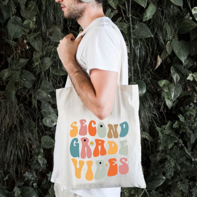 Bolsa Tote Vibrações da Segunda Série de Volta às Aulas Escol (Criador carregado)
