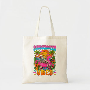 Bolsa Tote Vibrações de Halloween de Verão Esqueleto de Verão