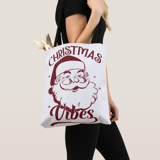 Bolsa Tote Vibrações de Natal Design Vintage (Close Up)