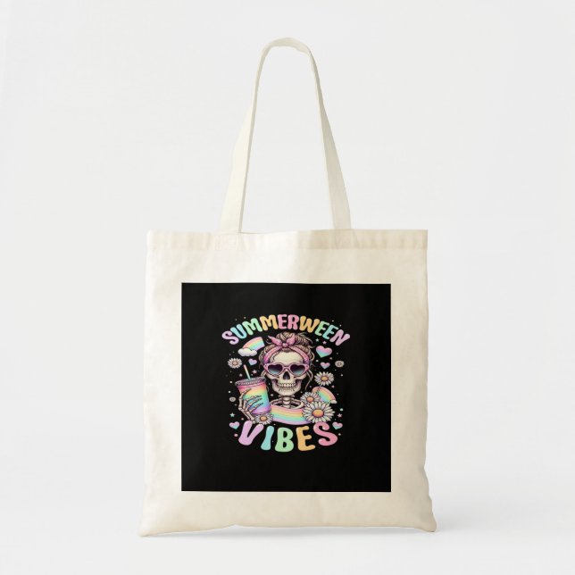 Bolsa Tote Vibrações de Summerween Doce Menina Esqueleto Verã (Frente)