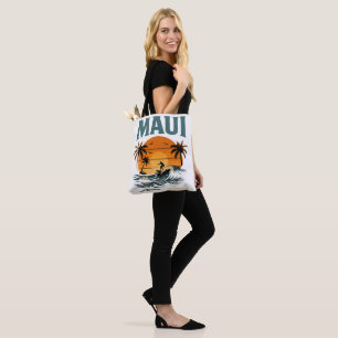 Bolsa Tote Vibrações de Surf no Maui – Design Retro do Pôr do