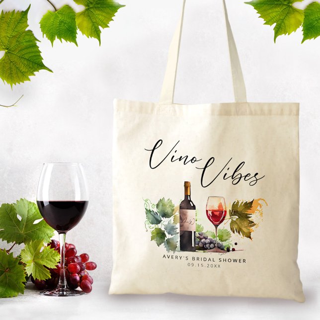 Bolsa Tote Vibrações de Vinho Chic Aquarela Vinhedo (Criador carregado)