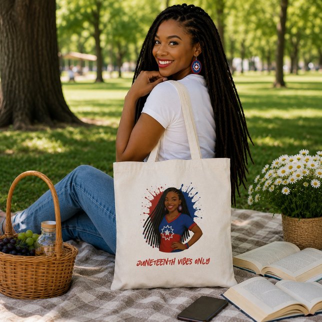 Bolsa Tote Vibrações do Juneteenth Somente Vermelho, Branco e (Criador carregado)