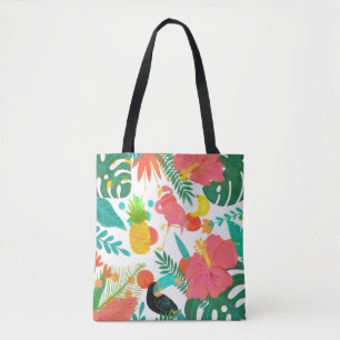 Bolsa Tote Vibrações Tropicais Folhas Florais Verão Chic