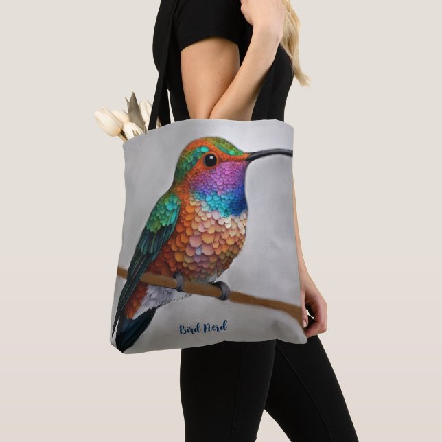 Bolsa Tote Vibrant Allen’s Hummingbird Painting (Close Up)