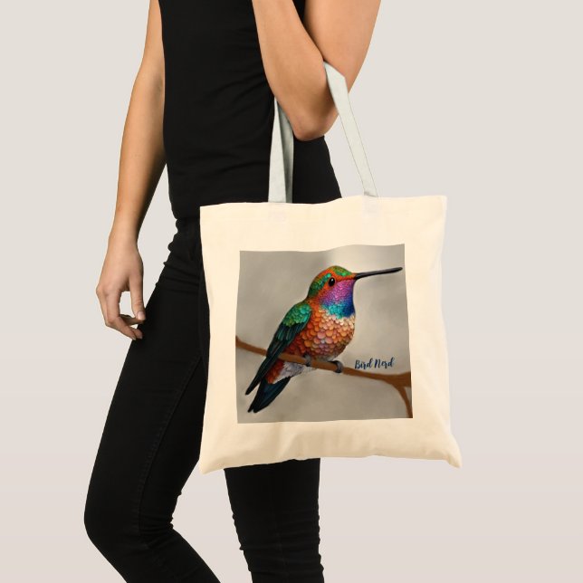 Bolsa Tote Vibrant Allen’s Hummingbird Painting (Frente (produto))