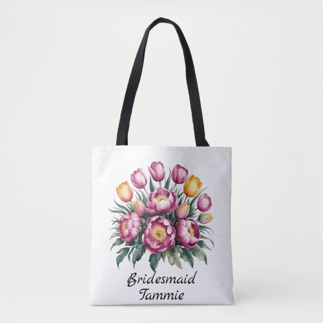 Bolsa Tote Vibrant Floral Harmony Bridesmaid Favor (Frente)