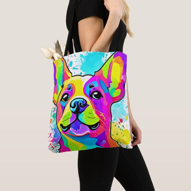 Bolsa Tote Vibrant Frenchie Bulldog Puppy Art (Close Up)